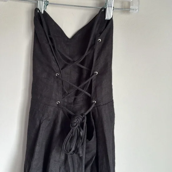Reformation Oregano Linen Wide Leg Jumpsuit in Black 0